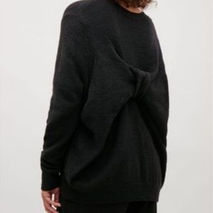COS I XS Wool Blend Sweater with Twist Bow Detail I Black